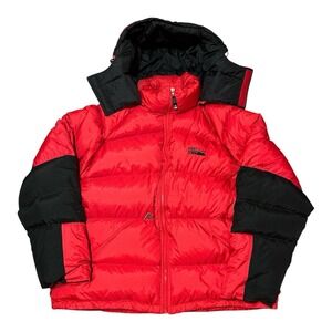 FIRST DOWN SIXTY FOUR  Mens Size XL Red Black Pockets Hooded Down Puffer Jacket